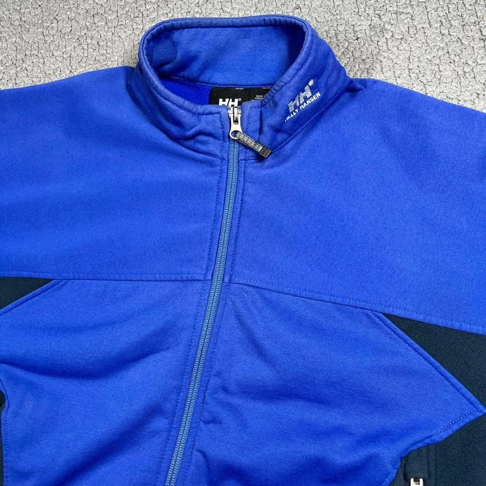 Helly Hansen Mens Blue Full Zip Softshell Fleece Lined Jacket Size Large L
